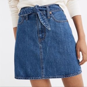 Madewell Front Tie High Waist Denim Skirt